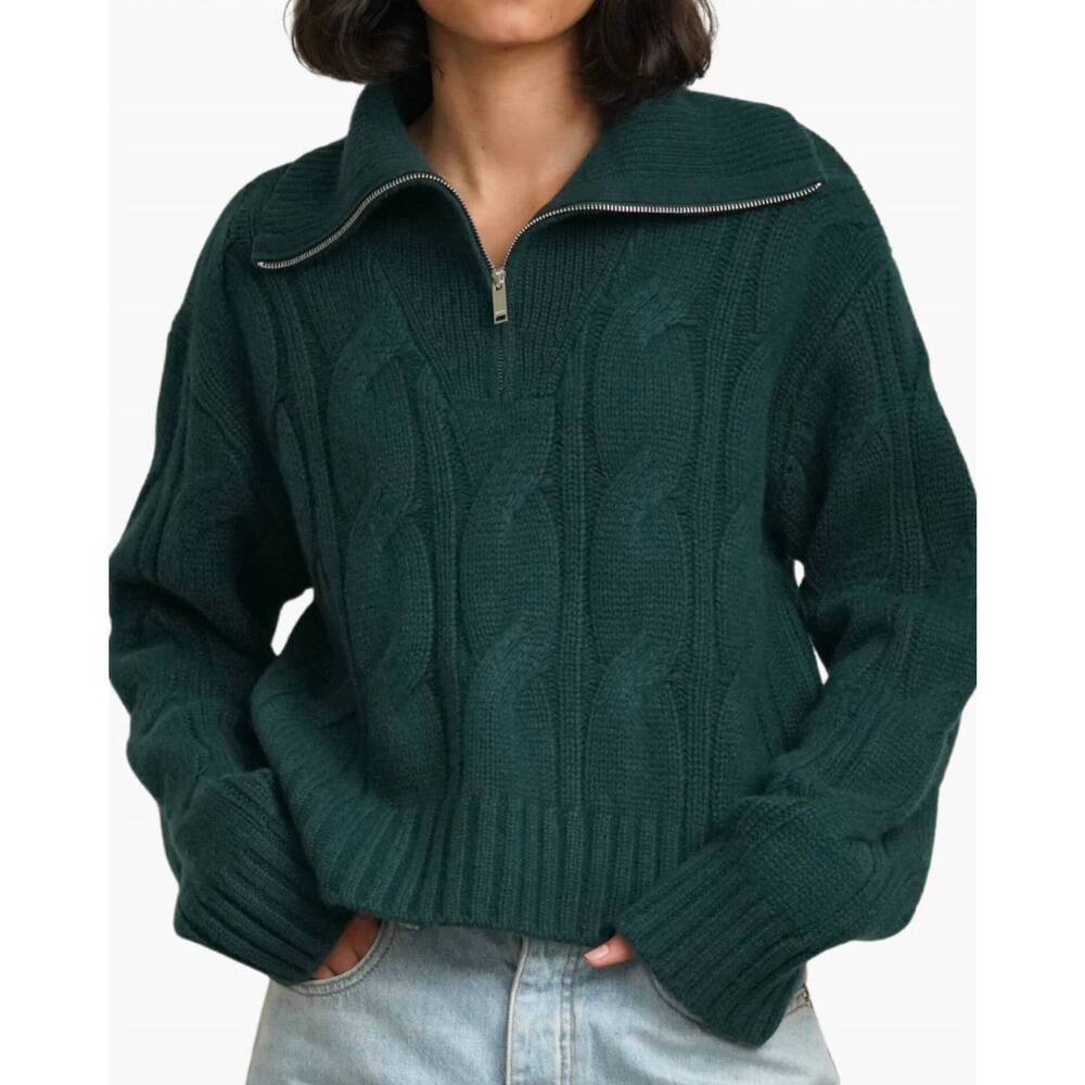 NEW SABLYN esme half zip cable sweater in sacramento